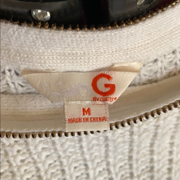 G by Guess White Kopan Zipper Neck Sweater (Size M) - Picture 7 of 8